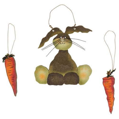 3/Set Bunny & Carrots Ornaments