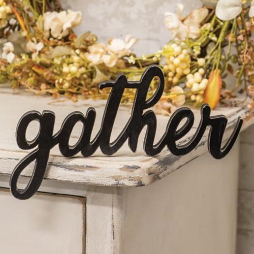 Hanging Black Script Gather Sign – Primitive Renditions