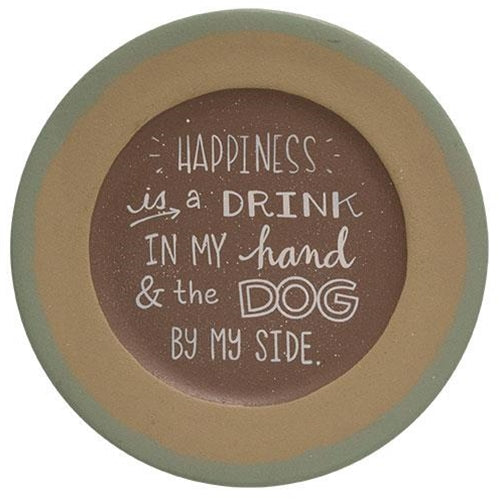 Happiness is a Dog and a Drink Plate 2 Asstd.