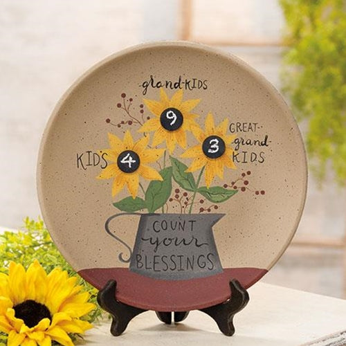 Count Your Blessings Sunflower Plate
