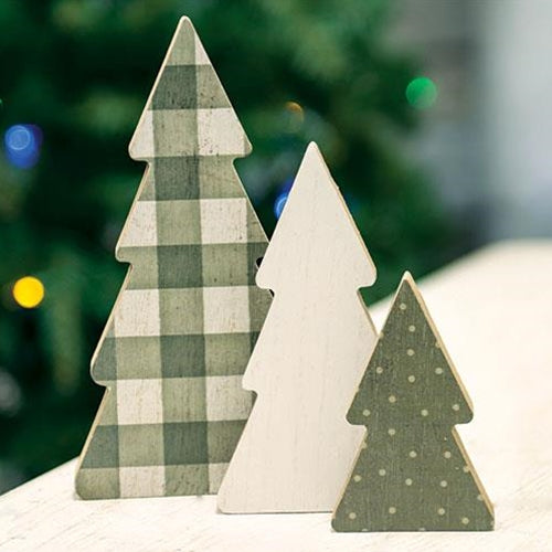 3/Set Country Print Chunky Trees – Primitive Renditions