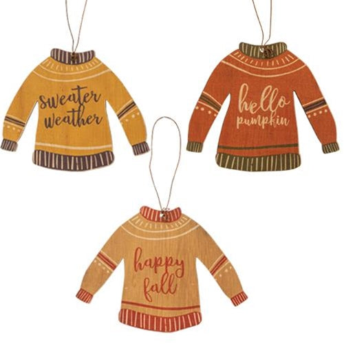 3/Set Fall Sweater Wooden Ornaments