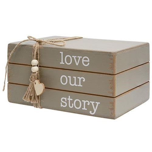 Love Our Story Wooden Book Stack