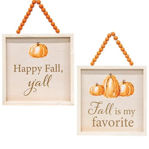 Happy Fall Y'all Beaded Sign 2 Asstd.