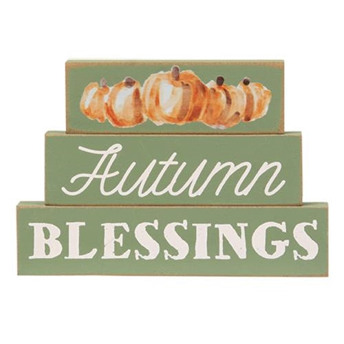 3/Set Autumn Blessings Pumpkin Stacked Blocks