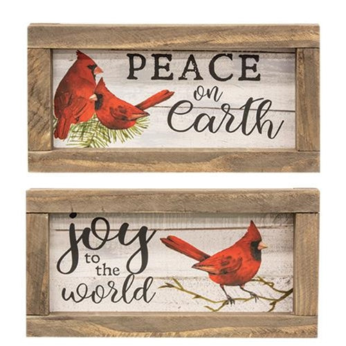 Joy to the World Cardinal Rustic Framed Sign 2 Asstd.