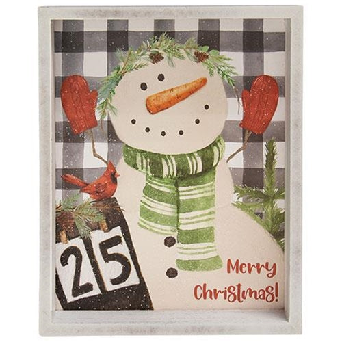 Merry Christmas Snowman Inset Box Sign