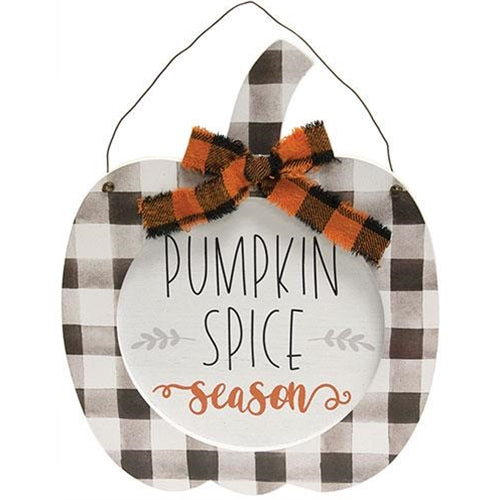 Pumpkin Spice Season Hanging Buffalo Check Pumpkin