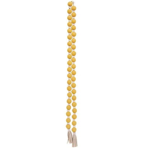 Distressed Yellow and White Bead Garland w/Tassels