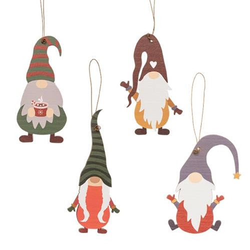 4/Set Wooden Winter Gnome Ornaments