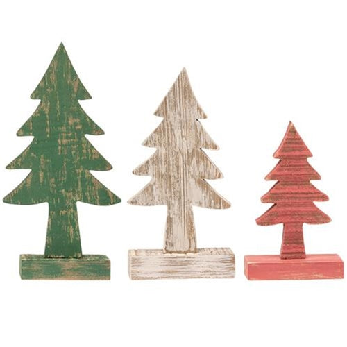 3/Set Rustic Wood Christmas Trees