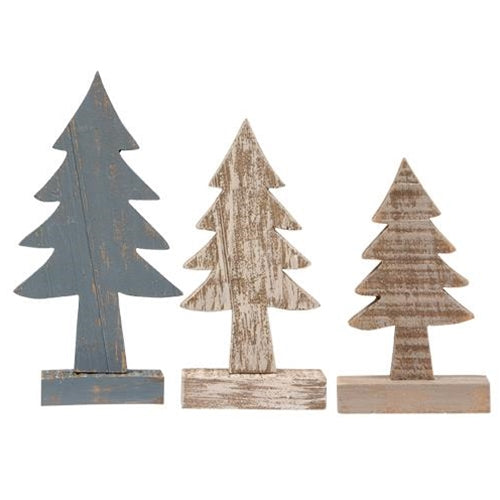 3/Set Rustic Wood Country Trees