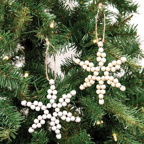 Wood Bead Snowflake Ornament 2 Asstd.