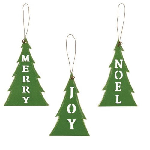 3/Set Christmas Words Cutout Tree Ornaments