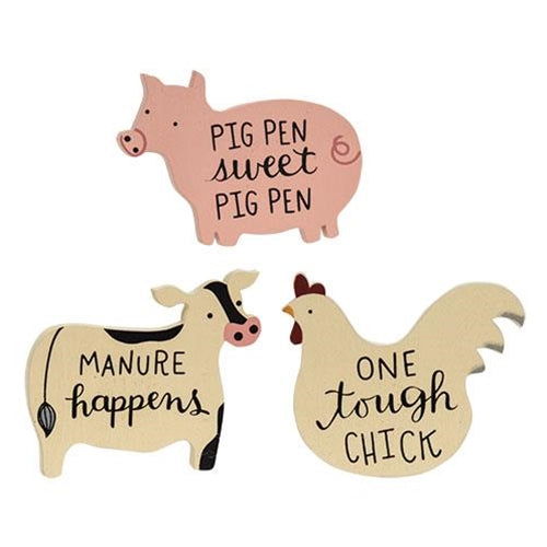 3/Set Barnyard Sayings Farm Animal Magnets