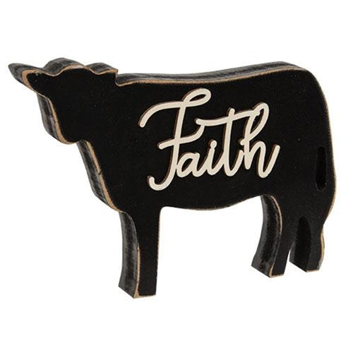 Faith Distressed Black Cow Sitter