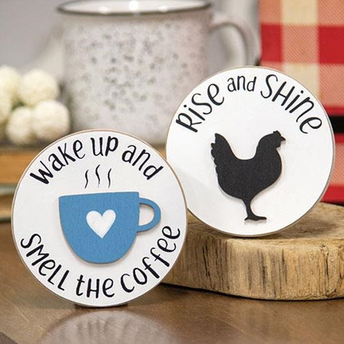 Rise and Shine Mini Round Easel Sign 2 Asstd.