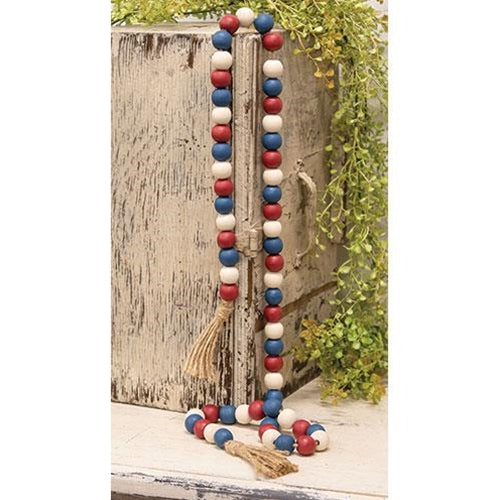 Red White and Blue Bead Garland with Tassels