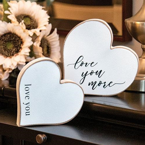 2/Set Love You More Distressed Chunky Hearts