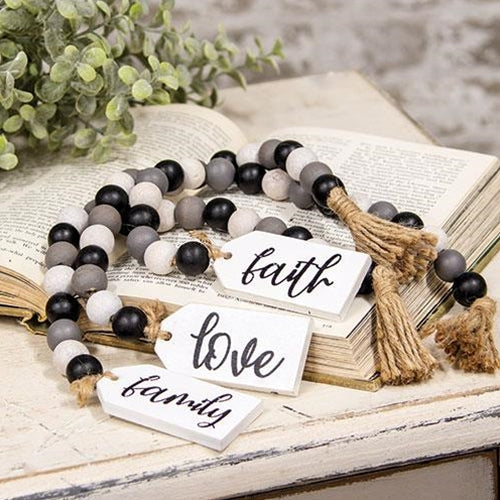 Faith Love Family Beaded Tag Hanger 3 Asstd.