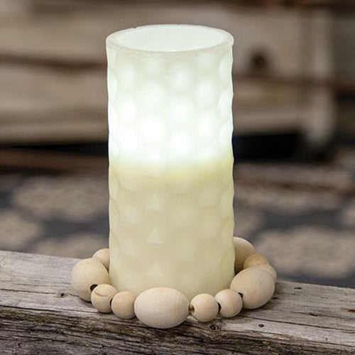 Natural Wood Oval Bead Candle Ring