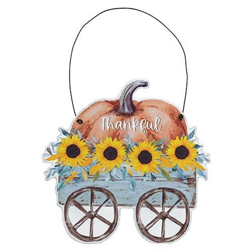 Thankful Pumpkin & Sunflower Wagon Hanger