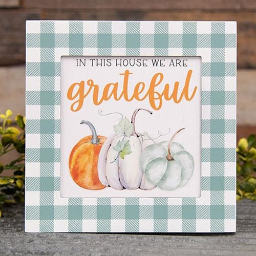 In This House We Are Grateful Box Sign