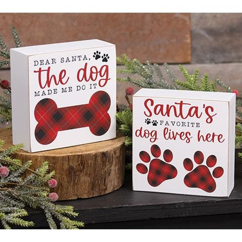 Santa's Favorite Dog Box Sign 2 Asstd.