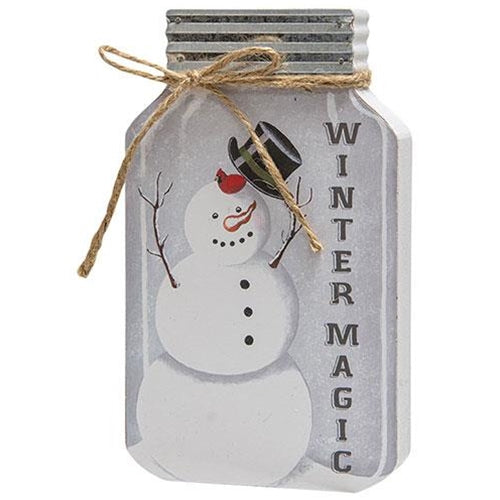 Winter Magic Snowman Chunky Mason Jar Sitter