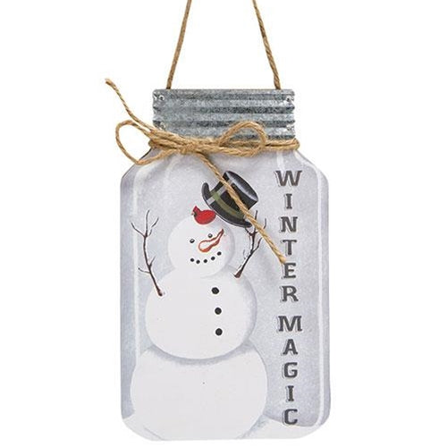 Winter Magic Snowman Mason Jar Hanger