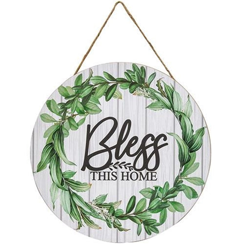 Bless This Home Slat Look Floral Sign