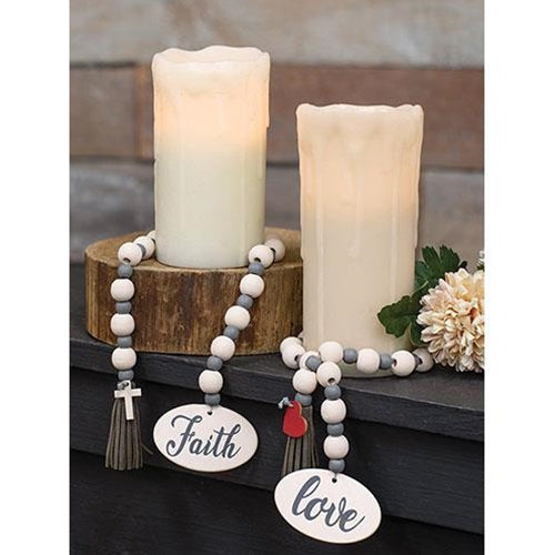 Faith or Love Beaded Garland With Cross Charm 2 Asstd.
