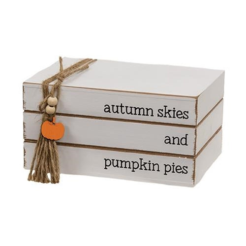 Autumn Skies and Pumpkin Pies Stacked Wooden Books