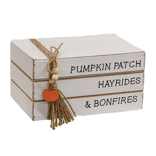 Pumpkin Patch Stacked Wooden Books