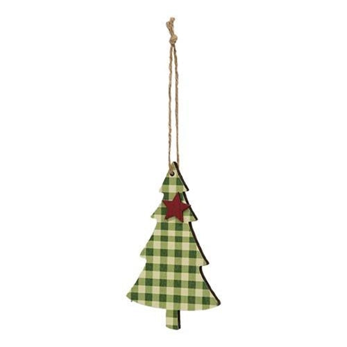 Green Plaid Christmas Tree With Star Ornament