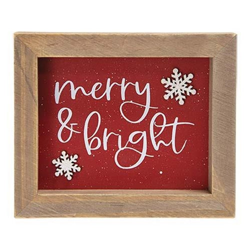 Merry & Bright Snowflakes Framed Sign