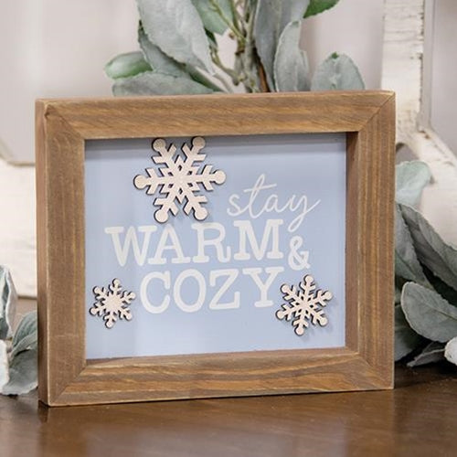 Stay Warm & Cozy Snowflake Framed Sign