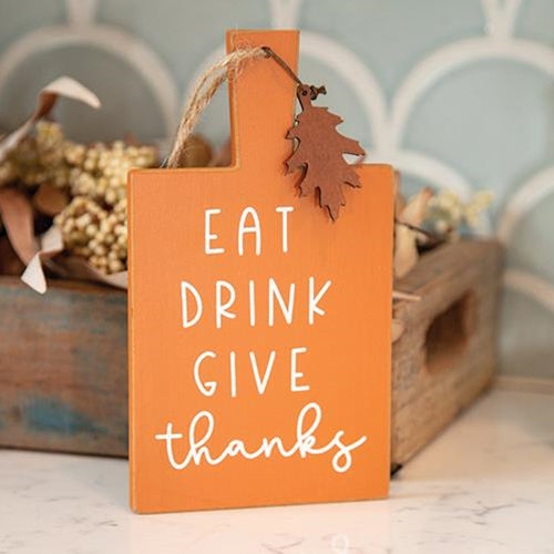 Eat Drink Give Thanks Cutting Board Sign Ornament
