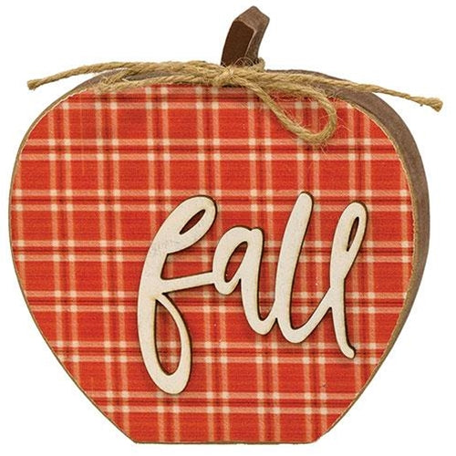 Red Plaid "Fall" Apple Chunky Sitter