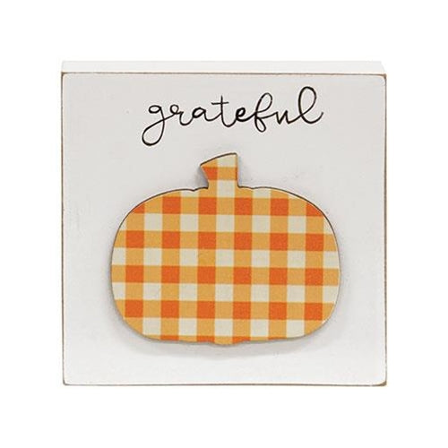 Grateful Plaid Pumpkin Block
