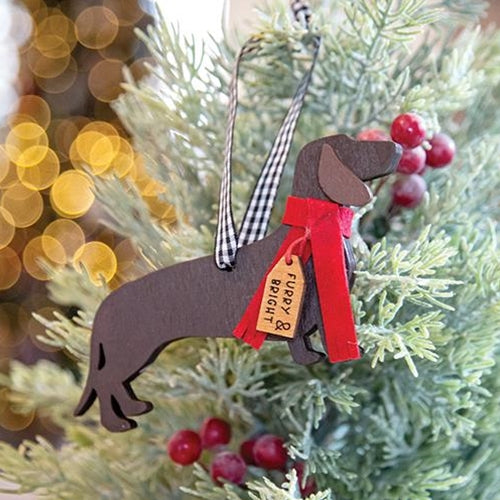 Furry & Bright Wiener Dog Ornament