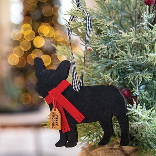 Merry Woofmas Frenchie Ornament