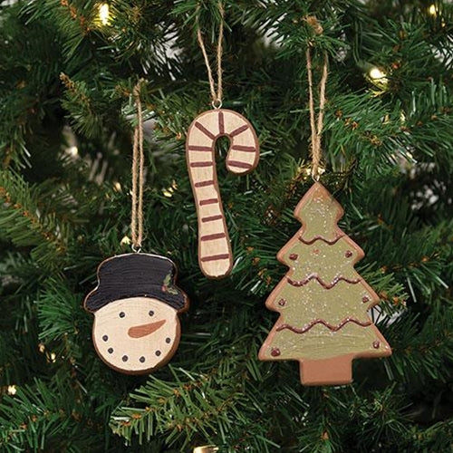 3/Set Wooden Christmas Cookie Ornaments