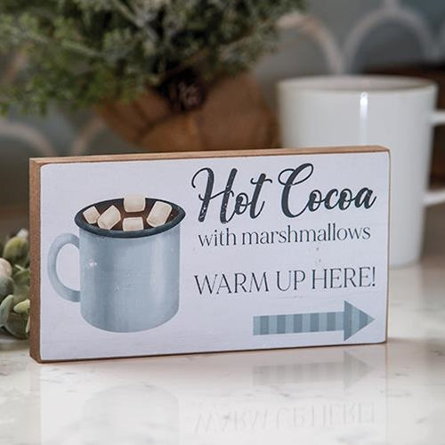 Hot Cocoa With Marshmallows Block Sign