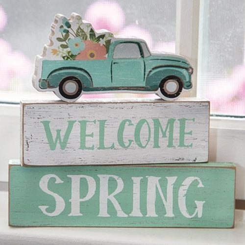 3/Set Welcome Spring Blocks w/Flower Truck