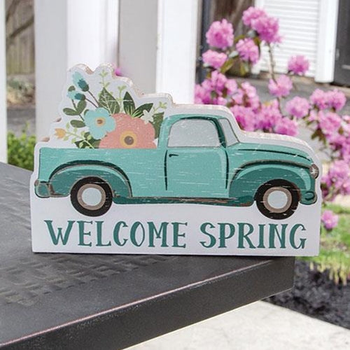 Welcome Spring Flower Truck Block