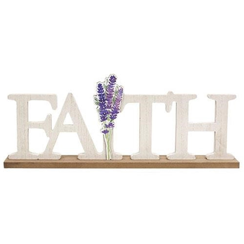 "Faith" & Lavender Wooden Cutout Sitter