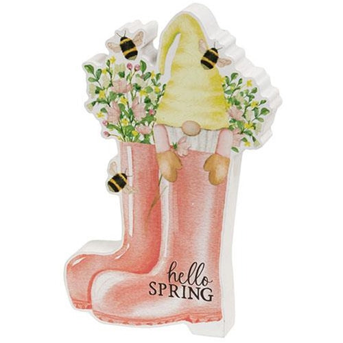 Hello Spring Gnome in Boots Chunky Sitter