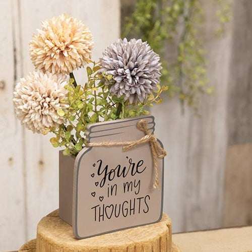 You're In My Thoughts Wooden Mason Jar Vase