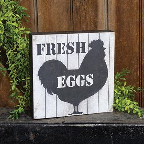 Fresh Eggs Chicken Silhouette Box Sign